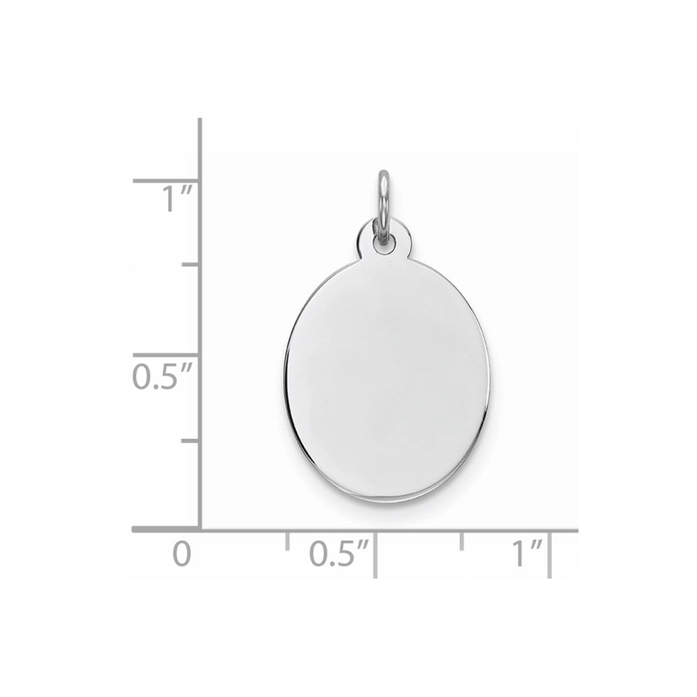 Sterling Silver Rhod-plate Eng. Oval Polish Front/Satin Back Disc Charm