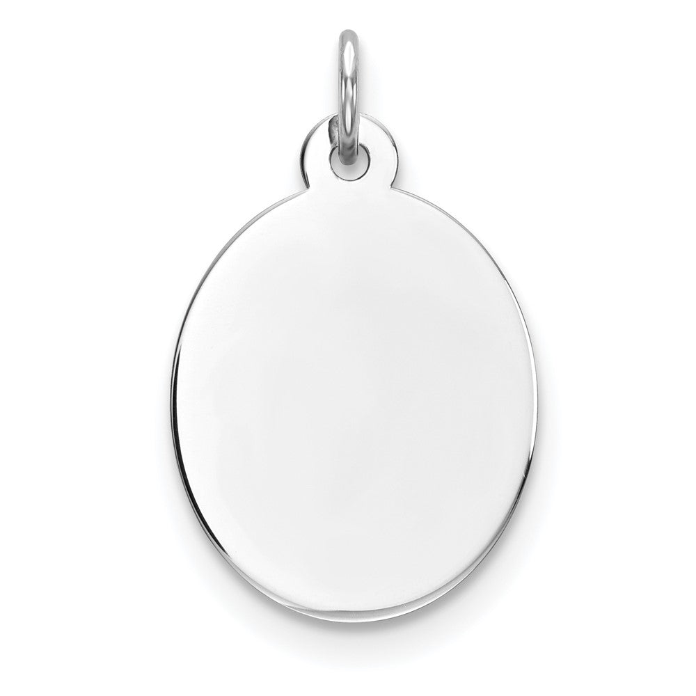 Sterling Silver Rhod-plate Eng. Oval Polish Front/Satin Back Disc Charm