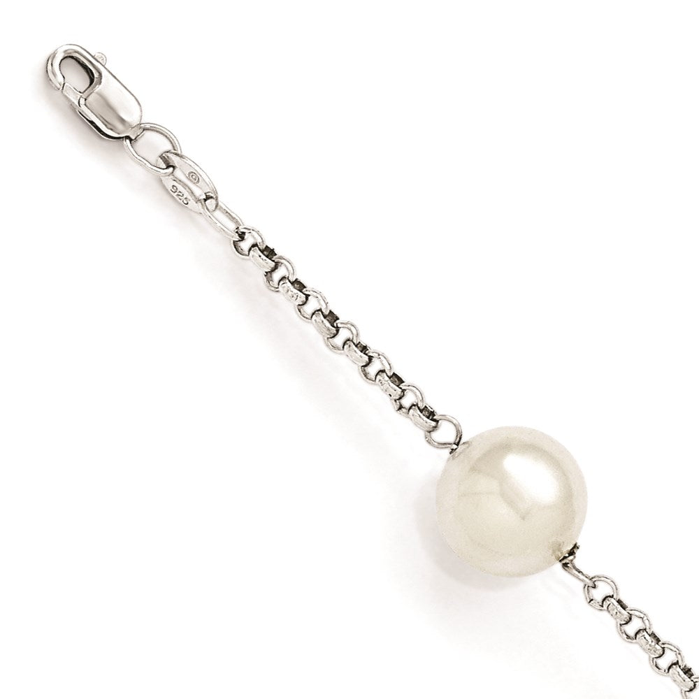 Majestik Sterling Silver Rhodium-plated 10-11mm White Imitation Shell Pearl Hand-knotted 4 Station Bracelet