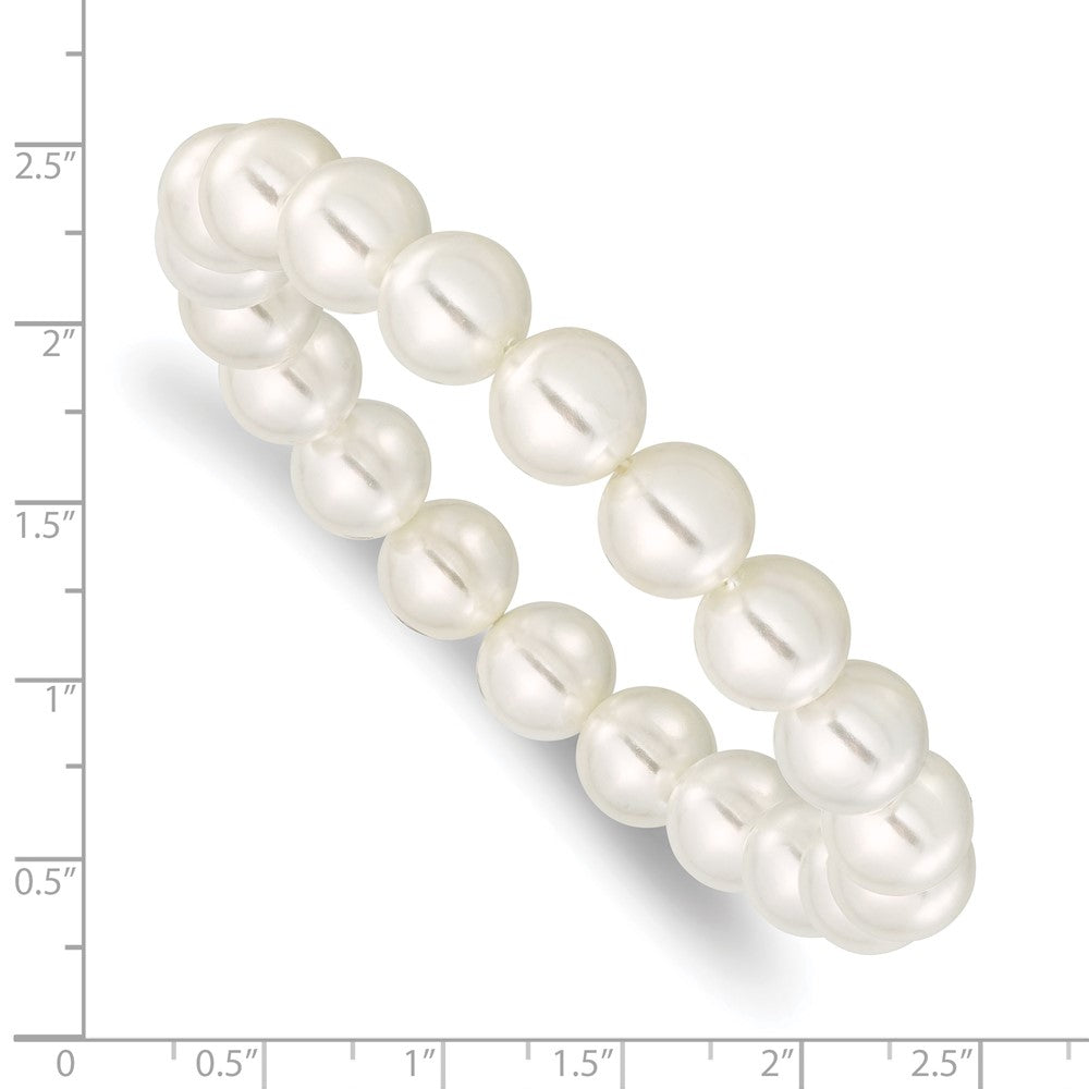 Majestik 10-11mm White Imitation Shell Pearl Stretch Bracelet