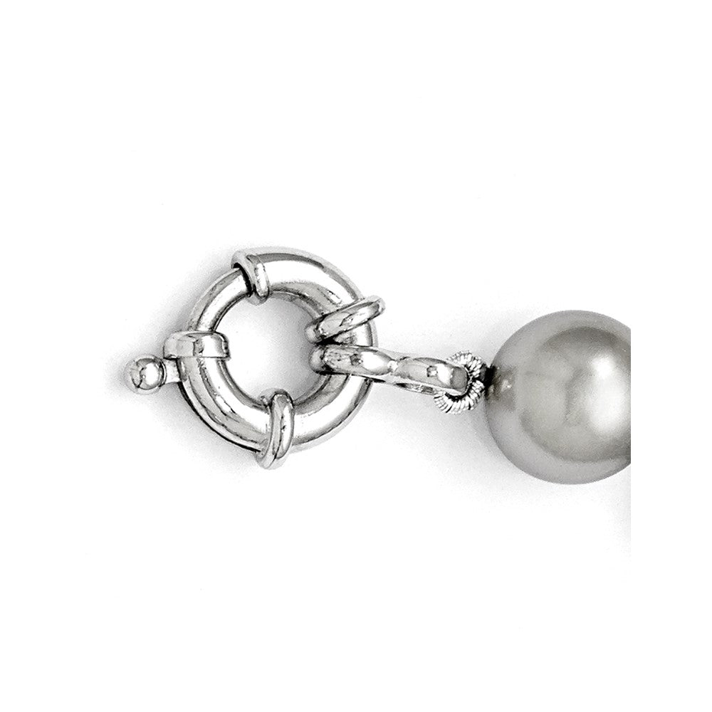 Majestik Sterling Silver Rhodium-plated 10-11mm Grey Imitation Shell Pearl Hand-knotted Bracelet