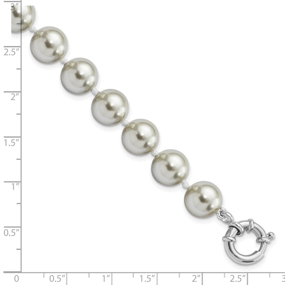 Majestik Sterling Silver Rhodium-plated 10-11mm Grey Imitation Shell Pearl Hand-knotted Bracelet