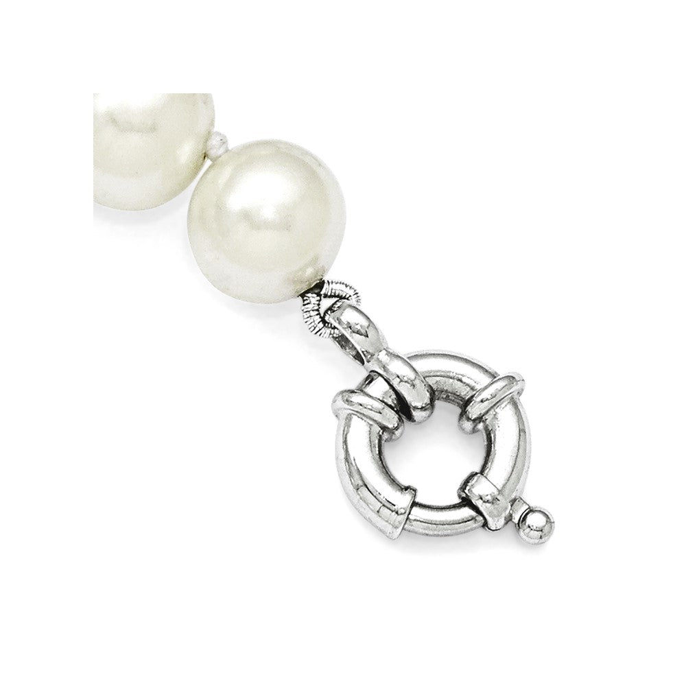 Majestik Sterling Silver Rhodium-plated 10-11mm Imitation Shell Pearl Hand-knotted Bracelet