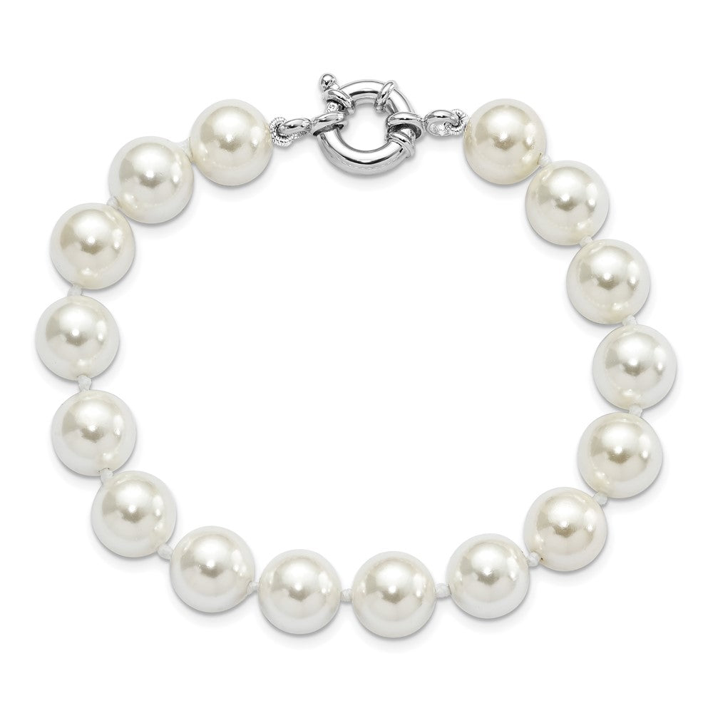 Majestik Sterling Silver Rhodium-plated 10-11mm Imitation Shell Pearl Hand-knotted Bracelet