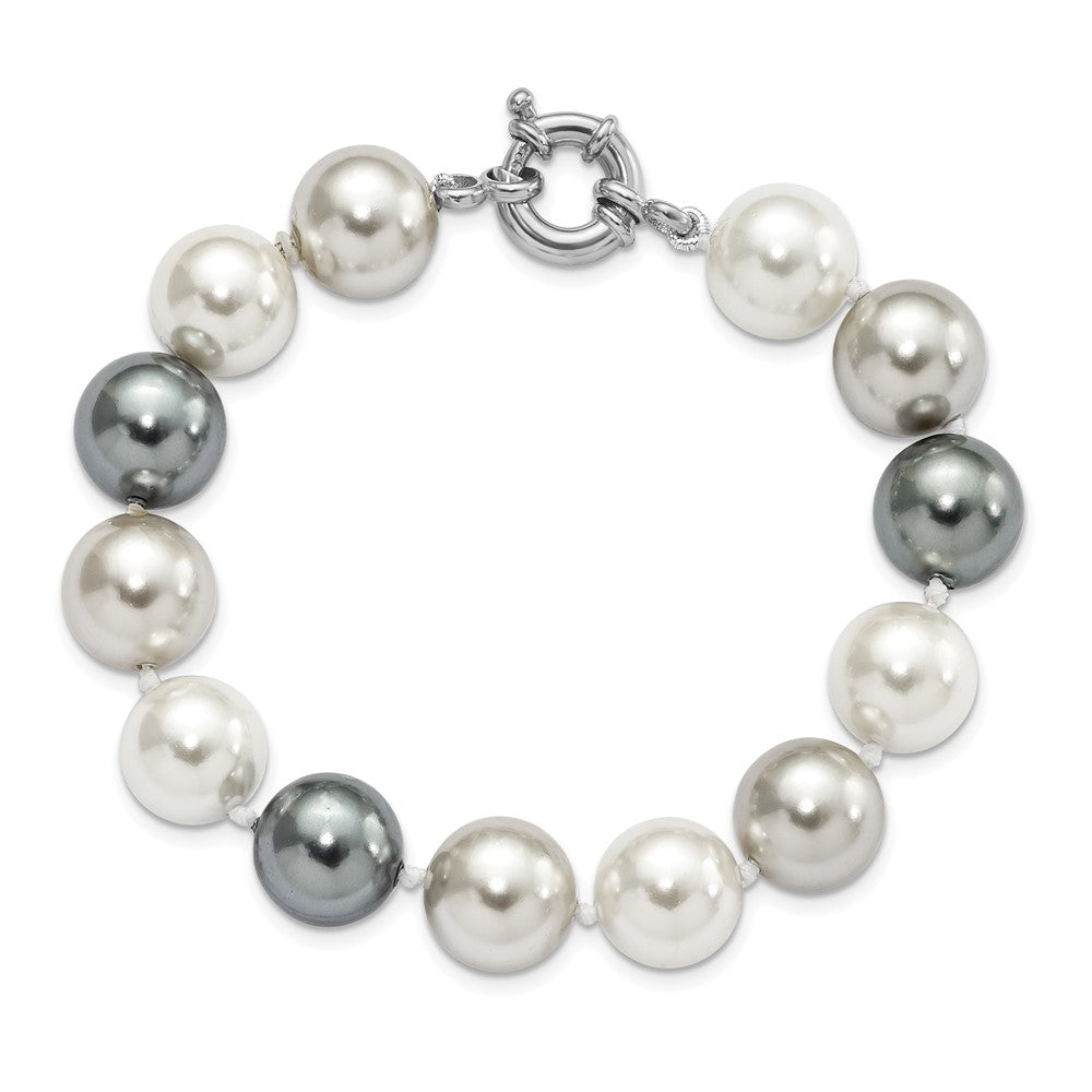 Majestik Sterling Silver Rhodium-plated 12-13mm Multi-color Imitation Shell Pearl Hand-knotted Bracelet