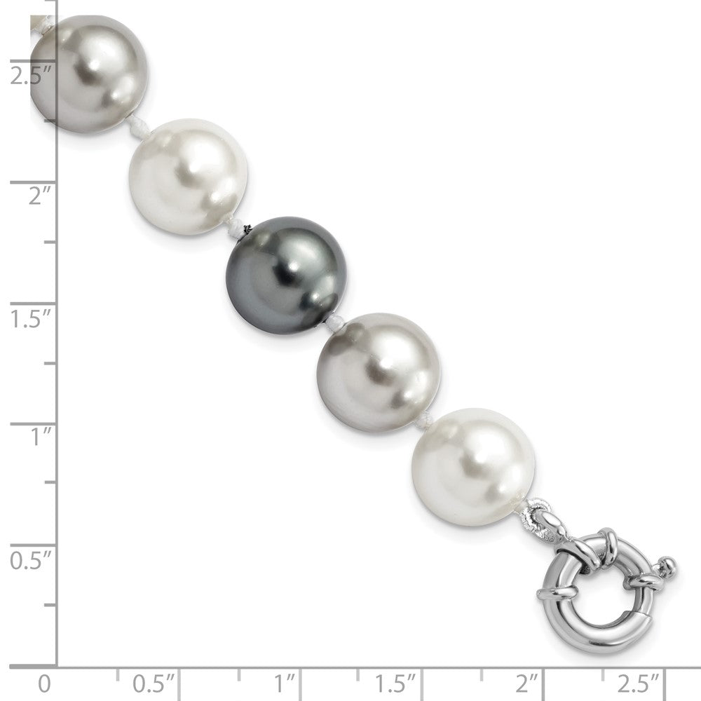 Majestik Sterling Silver Rhodium-plated 12-13mm Multi-color Imitation Shell Pearl Hand-knotted Bracelet