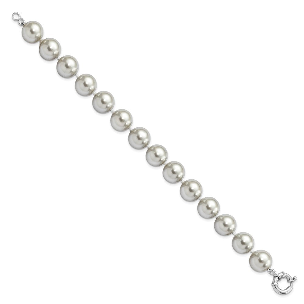 Majestik Sterling Silver Rhodium-plated 12-13mm Grey Imitation Shell Pearl Hand-knotted Bracelet