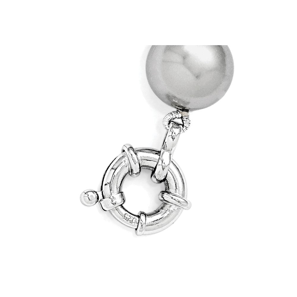 Majestik Sterling Silver Rhodium-plated 12-13mm Grey Imitation Shell Pearl Hand-knotted Bracelet