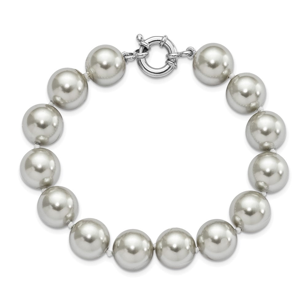 Majestik Sterling Silver Rhodium-plated 12-13mm Grey Imitation Shell Pearl Hand-knotted Bracelet