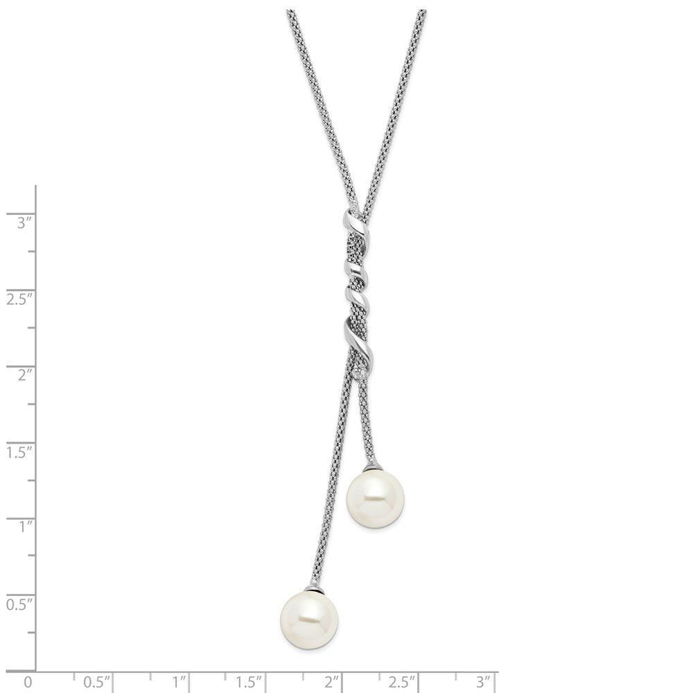 Majestik Sterling Silver Rhodium-plated 10-11mm White Imitation Shell Pearl Spring Ring Clasp 18.5 inch Necklace