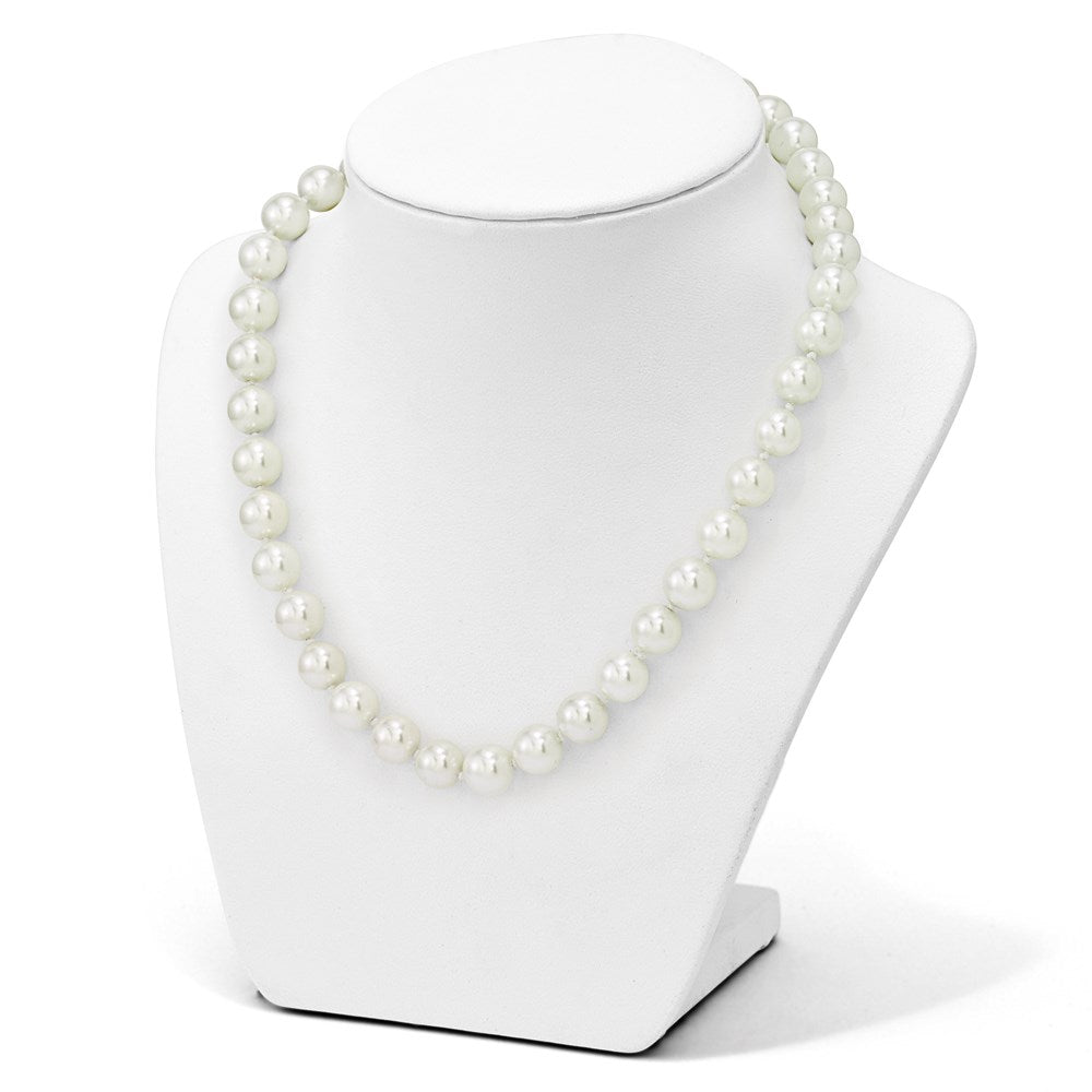 Majestik Sterling Silver Rhodium-plated 10-11mm White Imitation Shell Pearl Hand-knotted Necklace