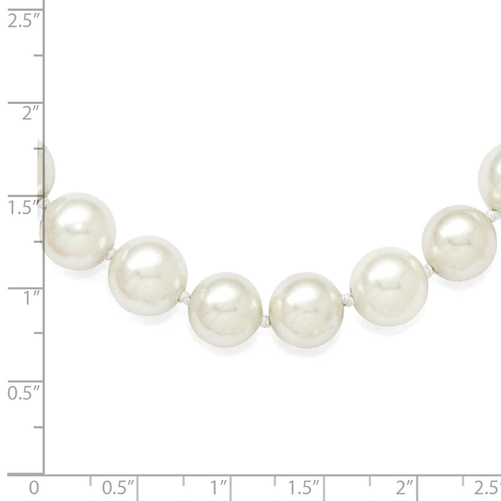 Majestik Sterling Silver Rhodium-plated 10-11mm White Imitation Shell Pearl Hand-knotted Necklace