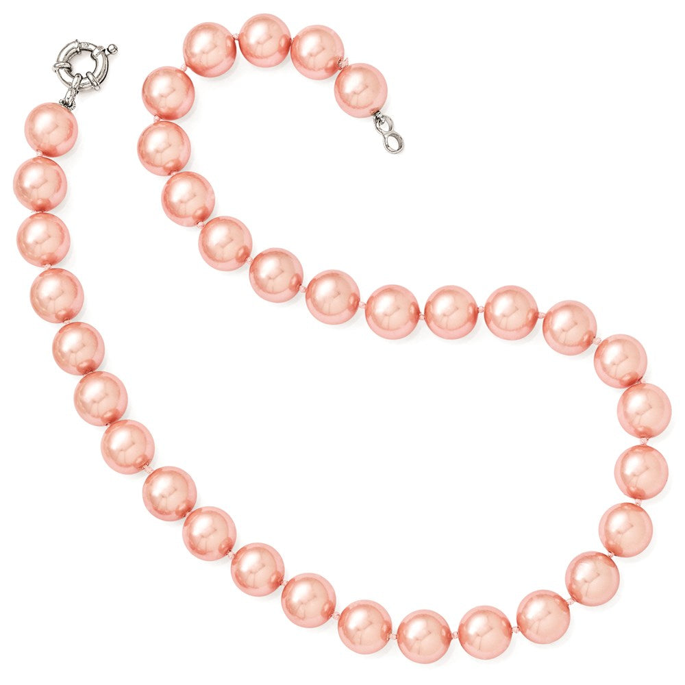 Majestik Sterling Silver Rhodium-plated 12-13mm Pink Imitation Shell Pearl Hand-knotted Necklace