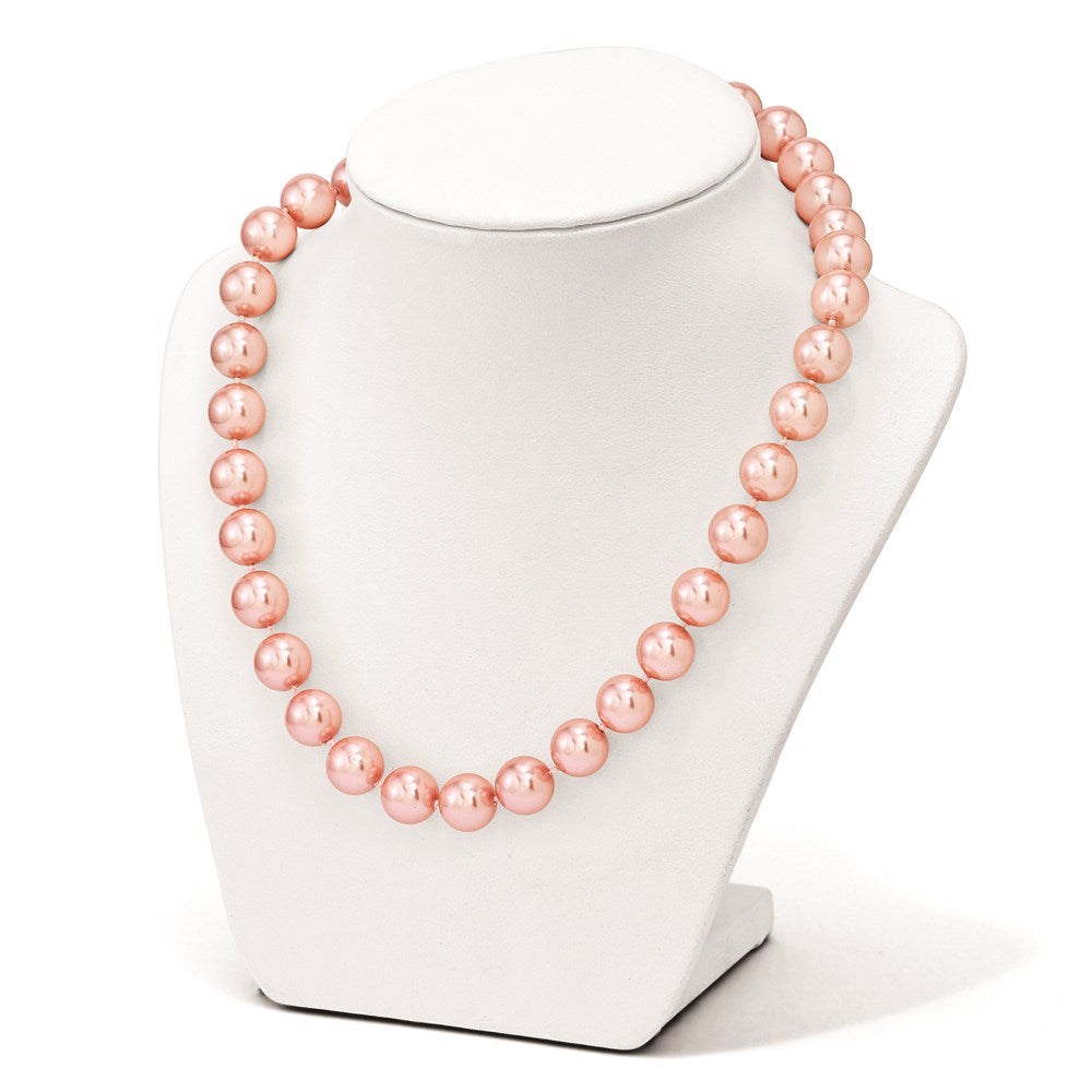 Majestik Sterling Silver Rhodium-plated 12-13mm Pink Imitation Shell Pearl Hand-knotted Necklace