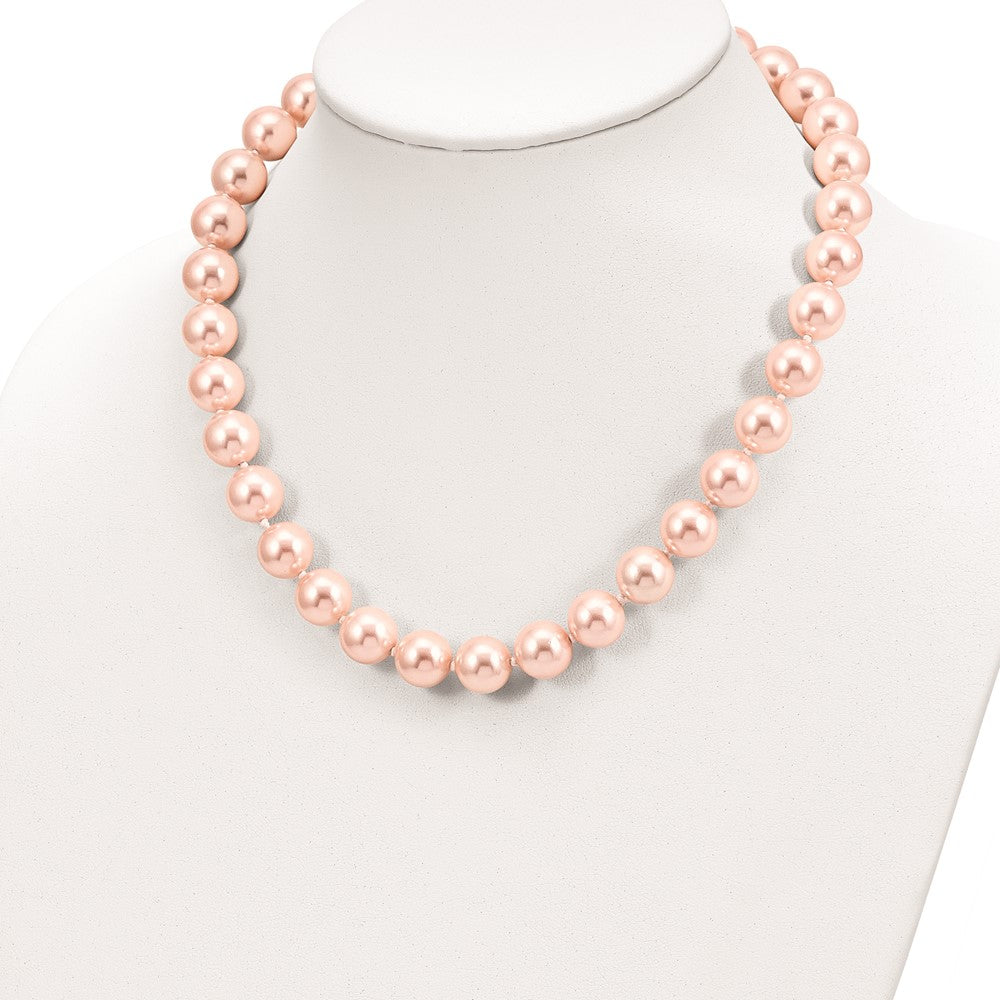 Majestik Sterling Silver Rhodium-plated 12-13mm Pink Imitation Shell Pearl Hand-knotted Necklace