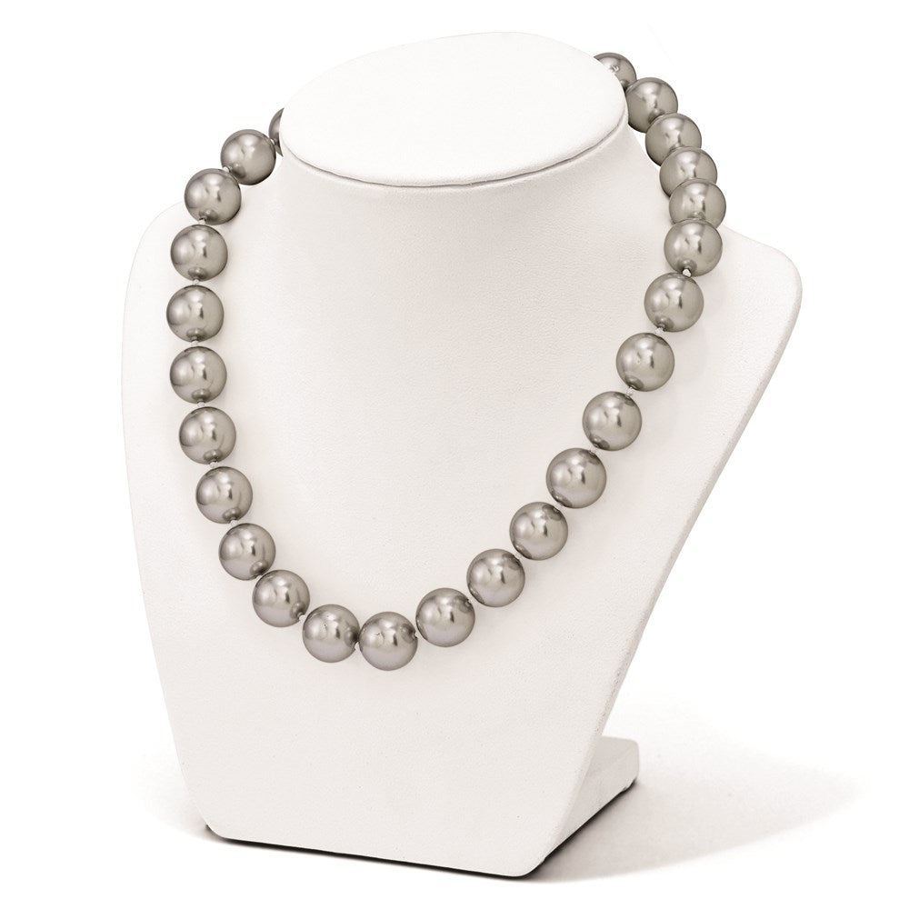 Majestik Sterling Silver Rhodium-plated 14-15mm Grey Imitation Shell Pearl Hand-knotted Necklace