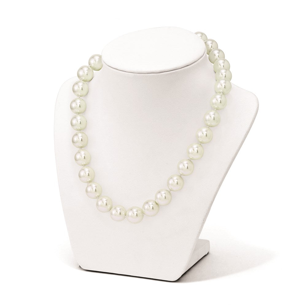 Majestik Sterling Silver Rhodium-plated 14-15mm White Imitation Shell Pearl Hand-knotted Necklace