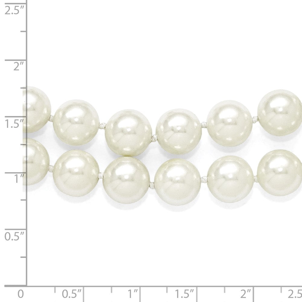 Sterling S Majestik Rh-pl 2 Row 10-11mm Wht Imitat Shell Pearl Necklace