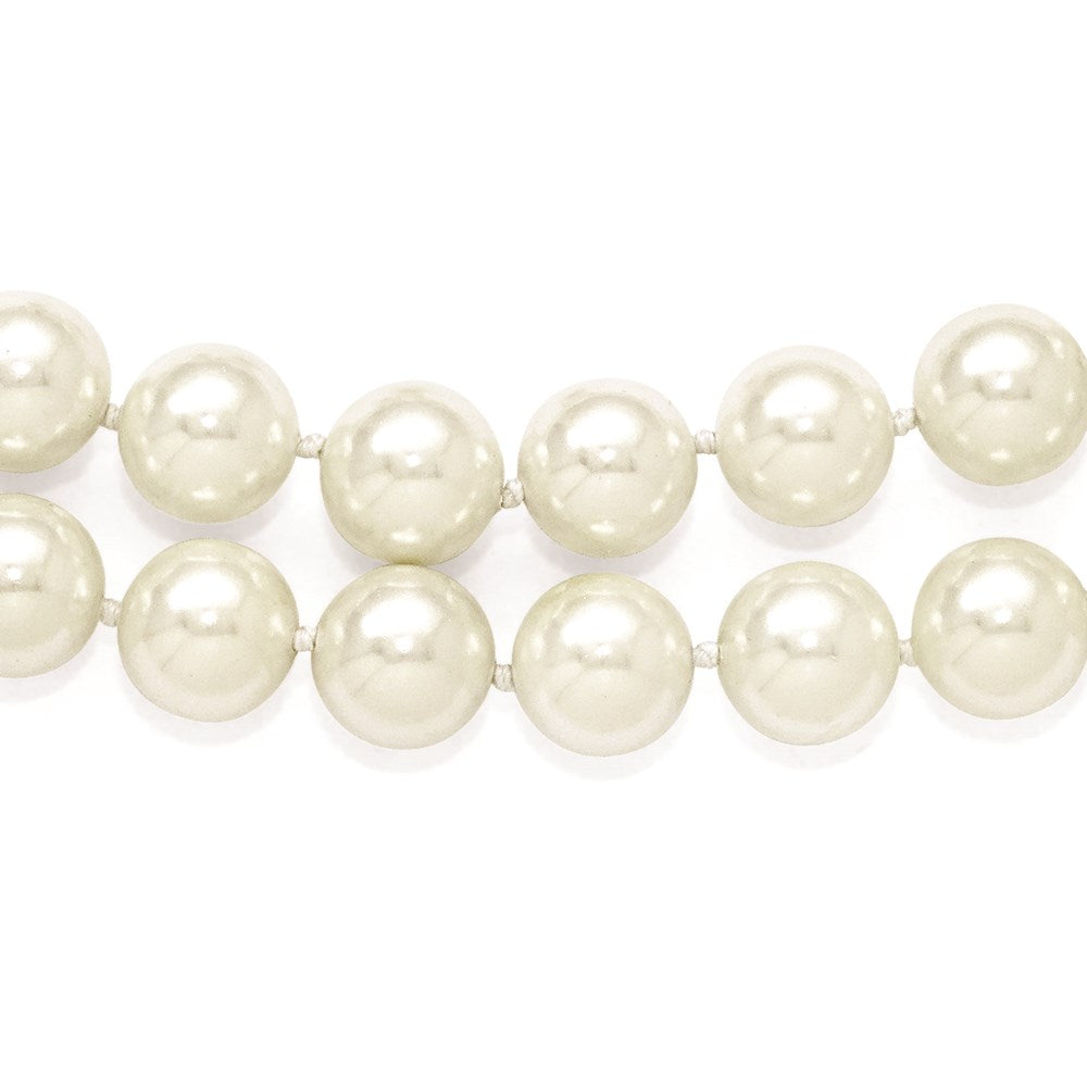 Sterling S Majestik Rh-pl 2 Row 10-11mm Wht Imitat Shell Pearl Necklace