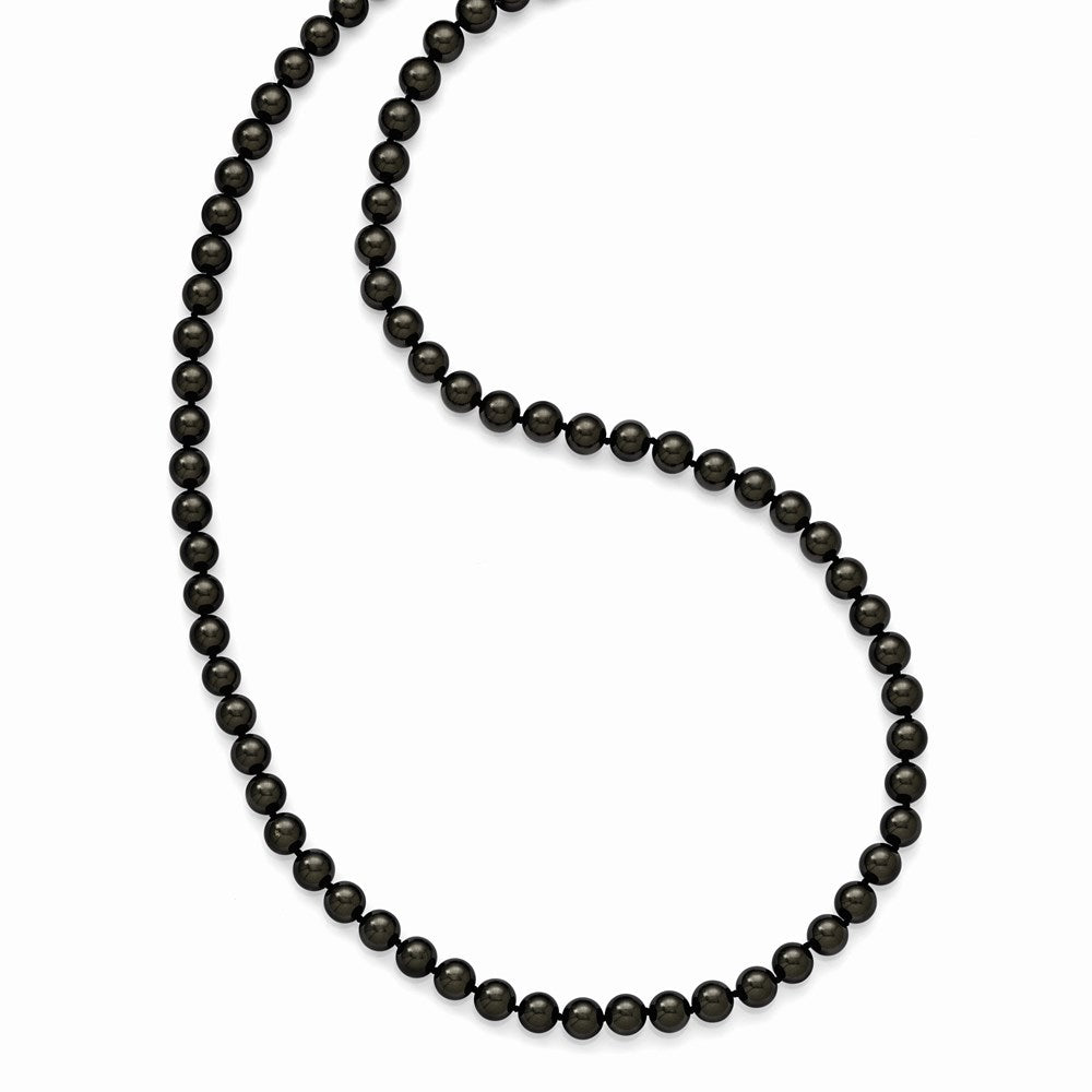 Majestik 10-11mm Black Imitation Shell Pearl Hand Knotted Slip-on Hand-knotted Necklace