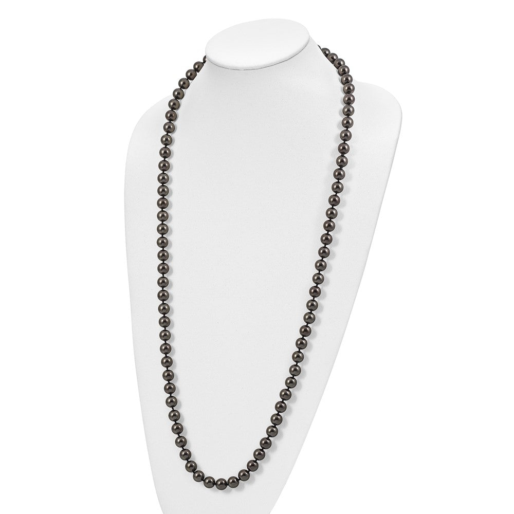 Majestik 10-11mm Black Imitation Shell Pearl Hand Knotted Slip-on Hand-knotted Necklace