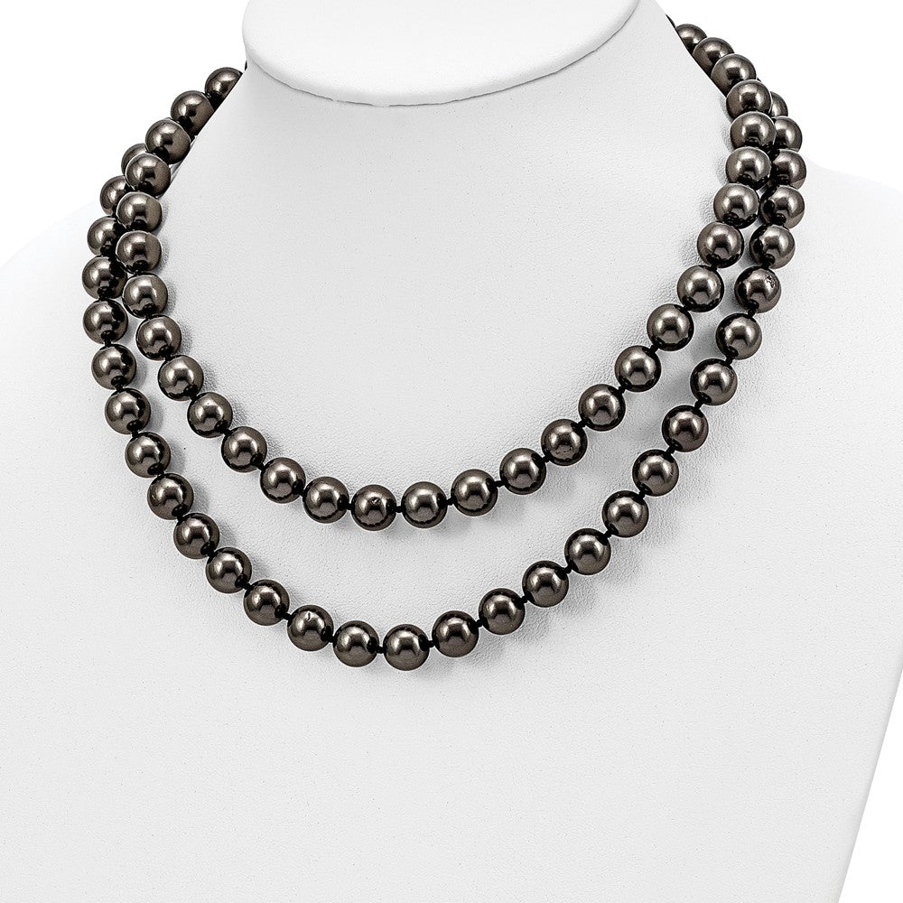 Majestik 10-11mm Black Imitation Shell Pearl Hand Knotted Slip-on Hand-knotted Necklace