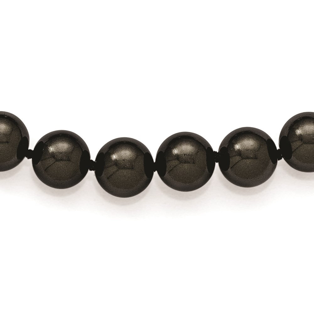 Majestik 10-11mm Black Imitation Shell Pearl Hand Knotted Slip-on Hand-knotted Necklace