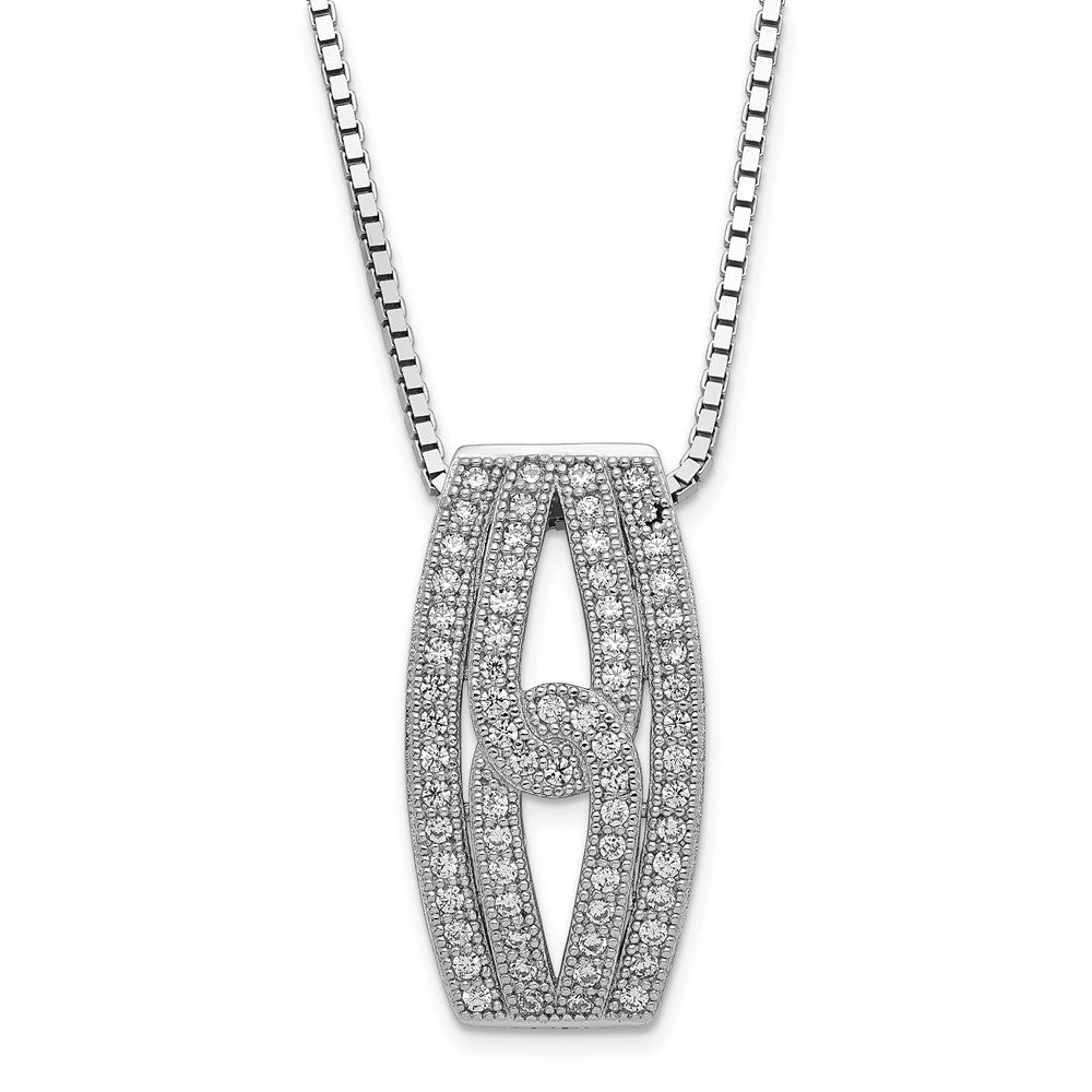 Brilliant Embers Sterling Silver Rhod-plated Polished CZ w/2in ext Necklace