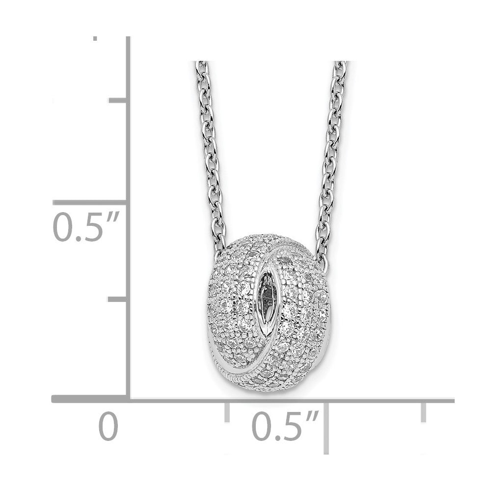 Brilliant Embers Sterling Silver Rhodium-plated 122 Stone 18 inch Micro Pav√á CZ Love Knot Necklace with 2 Inch Extender