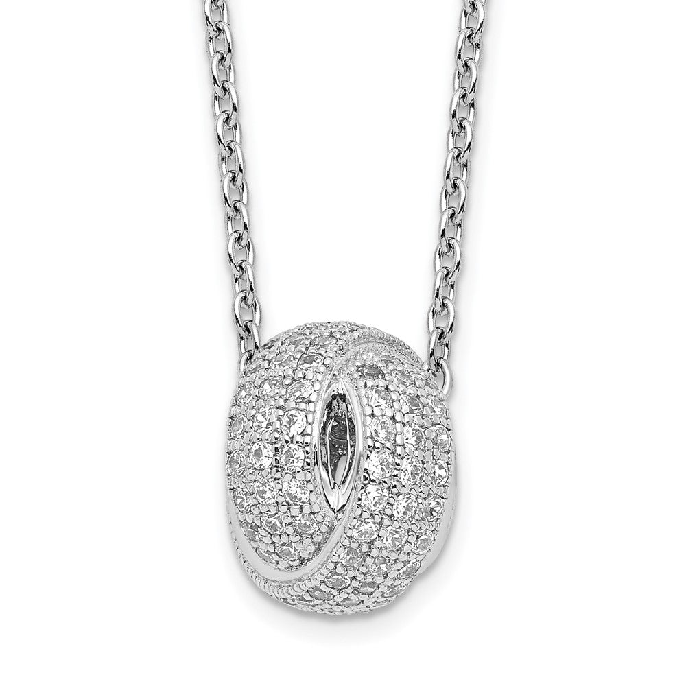 Brilliant Embers Sterling Silver Rhodium-plated 122 Stone 18 inch Micro Pav√á CZ Love Knot Necklace with 2 Inch Extender