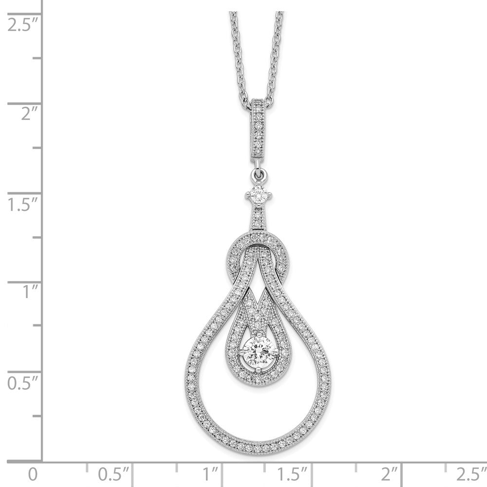 Brilliant Embers Sterling Silver Rhodium-plated 109 Stone 18 inch Micro Pav√á CZ Polished Necklace with 2 Inch Extender