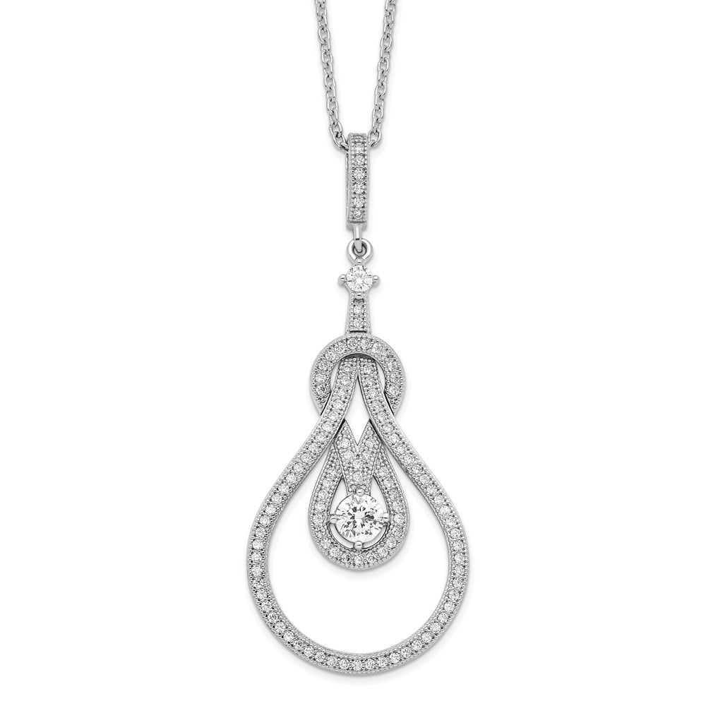 Brilliant Embers Sterling Silver Rhodium-plated 109 Stone 18 inch Micro Pav√á CZ Polished Necklace with 2 Inch Extender