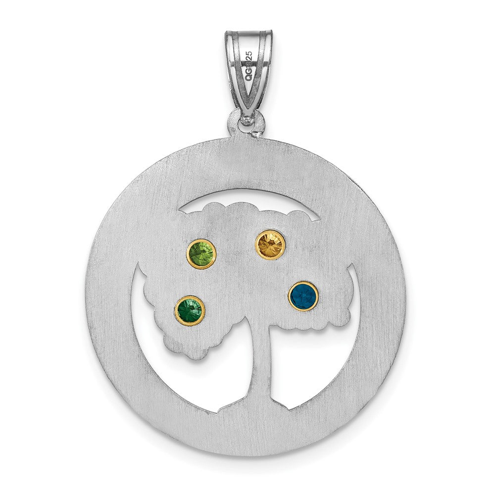 Sterling Silver/Rhod-plated 4 Birthstone with 14k Bezel Family Pendant