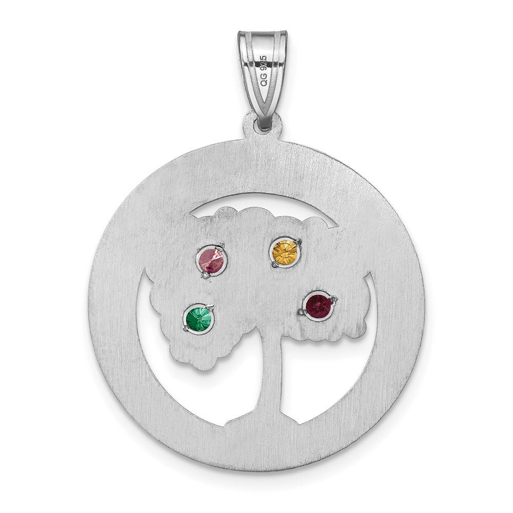 Sterling Silver/Rhodium-plated 4 Birthstone with SS Bezel Family Pendant