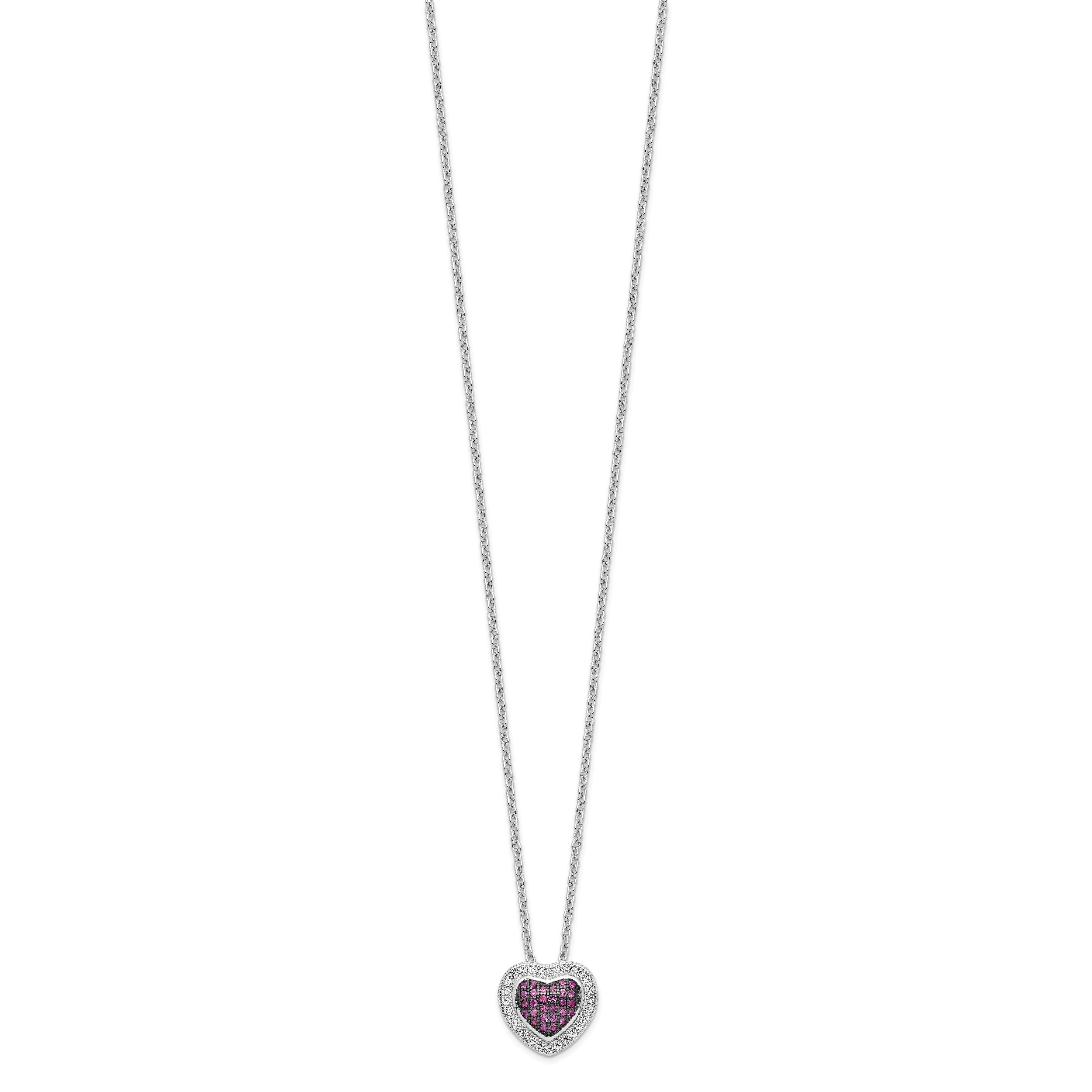 Sterling Silver & CZ Brilliant Embers Heart Necklace QMP1104