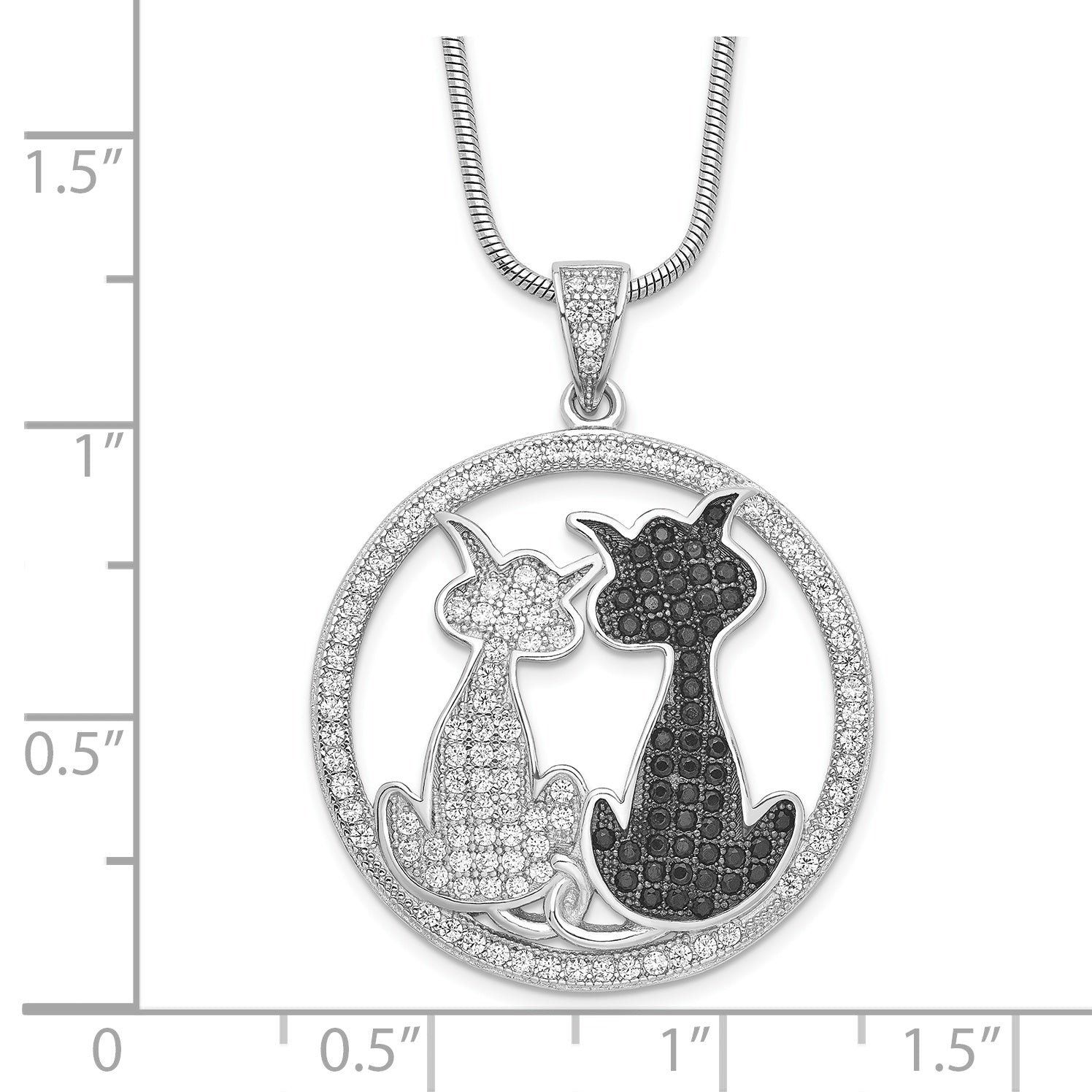 Sterling Silver & CZ Brilliant Embers Cats Necklace QMP1152