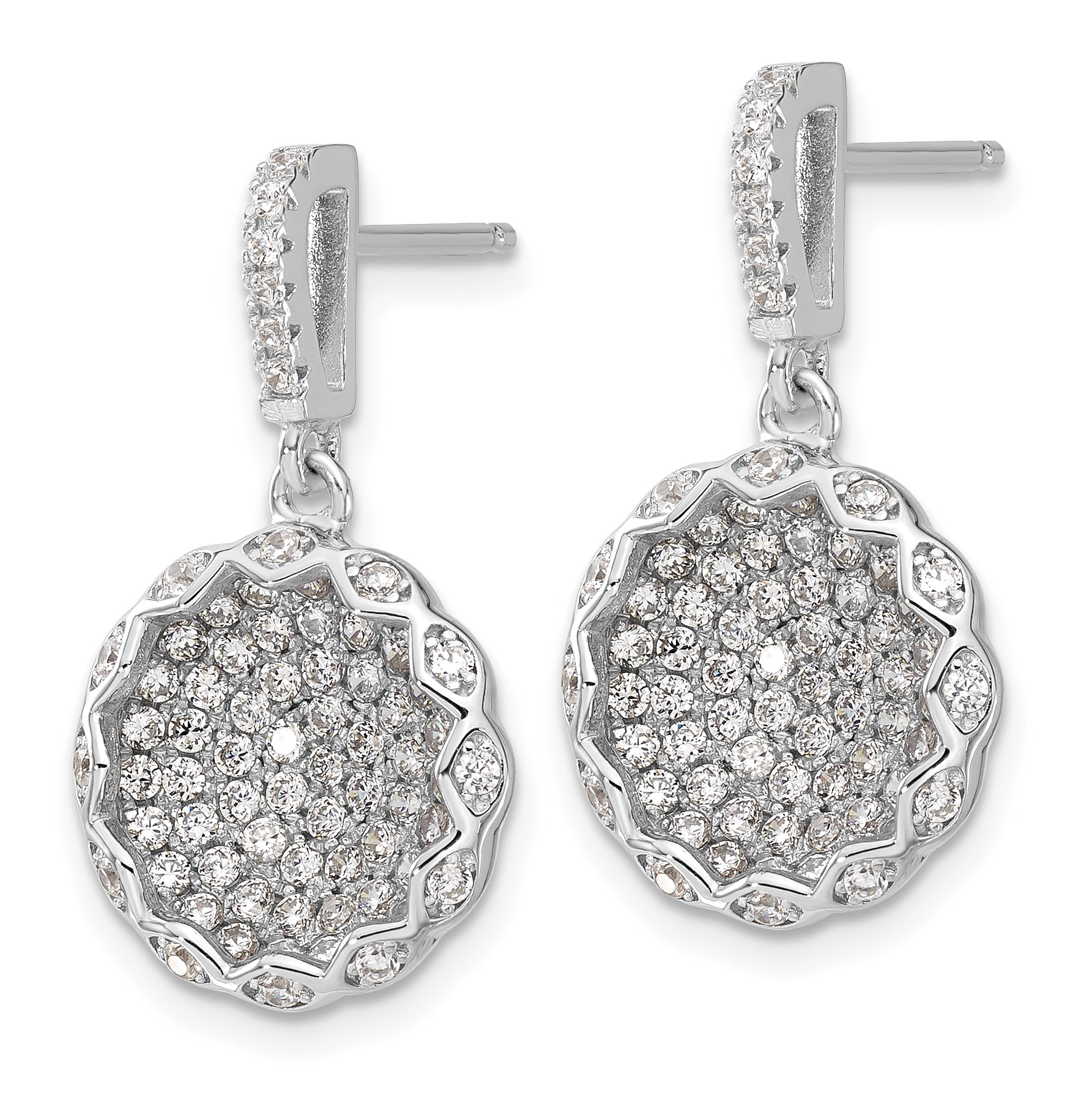 Sterling Silver & CZ Brilliant Embers Dangle Post Earrings QMP1180