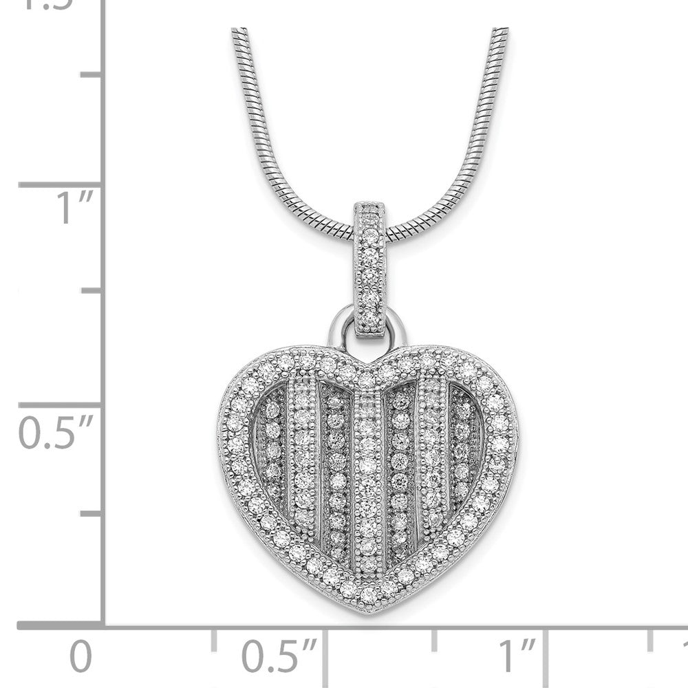 Sterling Silver & CZ Brilliant Embers Polished Heart Necklace