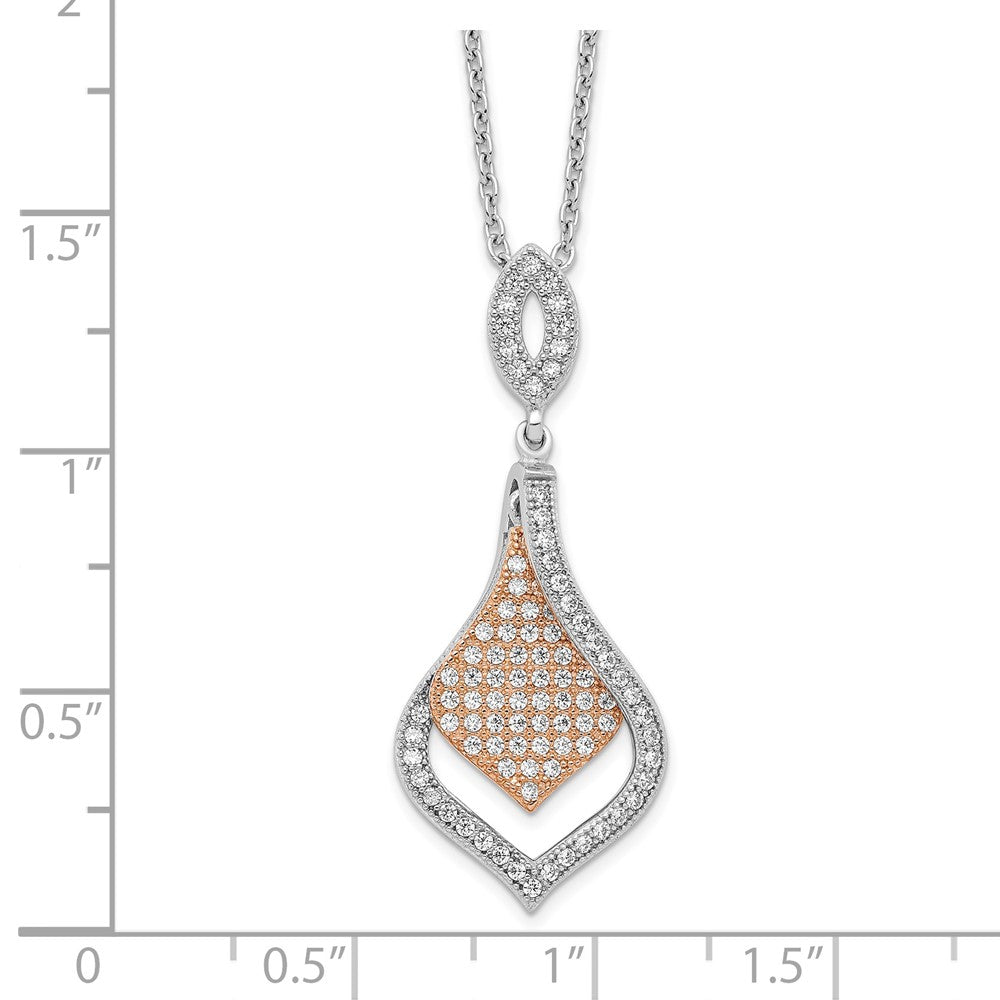 Brilliant Embers Sterling Silver Rose Gold-plated Rhodium-plated 105 Stone 18 inch Micro PavÇ CZ Necklace with 2 Inch Exte...