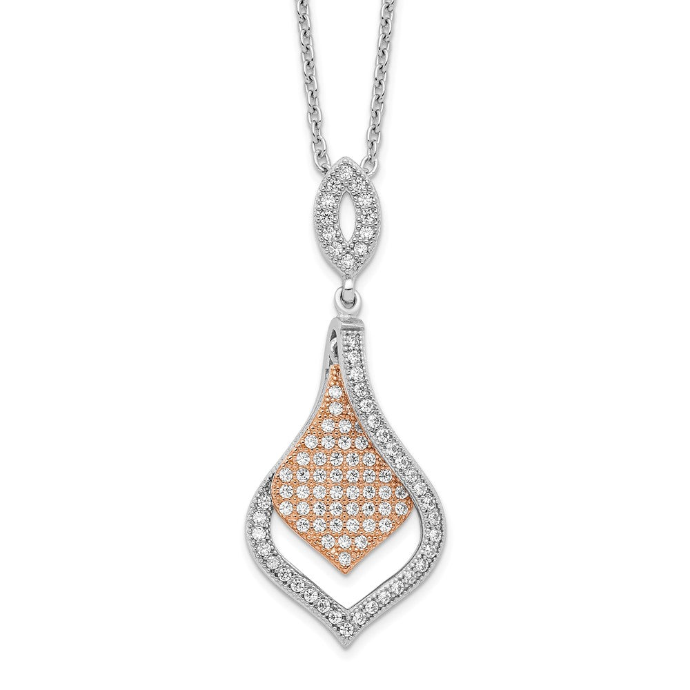 Brilliant Embers Sterling Silver Rose Gold-plated Rhodium-plated 105 Stone 18 inch Micro PavÇ CZ Necklace with 2 Inch Exte...