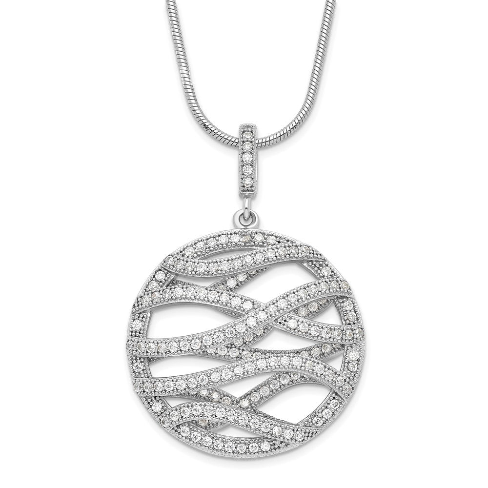 Sterling Silver & CZ Brilliant Embers Polished Fancy Round Necklace