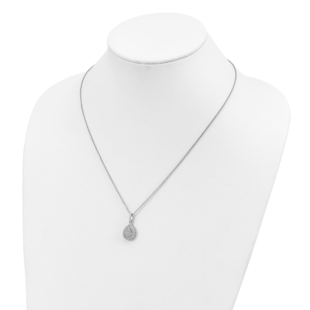 Brilliant Embers Sterling Silver Rhodium-plated 95 Stone 18 inch Micro PavÇ CZ Teardrop Necklace with 2 Inch Extender