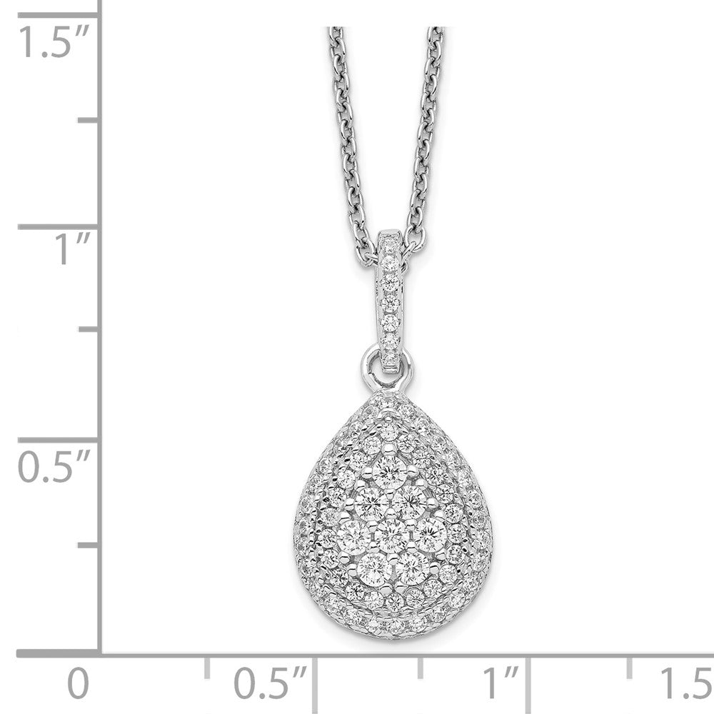 Brilliant Embers Sterling Silver Rhodium-plated 95 Stone 18 inch Micro PavÇ CZ Teardrop Necklace with 2 Inch Extender