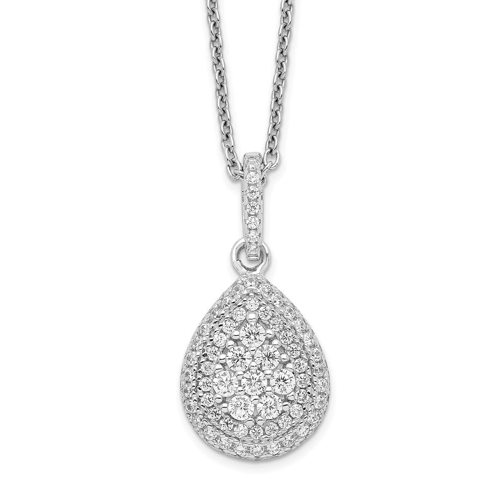 Brilliant Embers Sterling Silver Rhodium-plated 95 Stone 18 inch Micro PavÇ CZ Teardrop Necklace with 2 Inch Extender