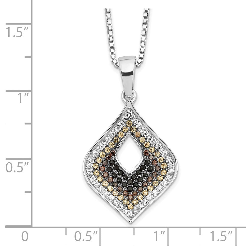 Brilliant Embers Sterling Silver Rhodium-plated 109 Stone 18 inch Micro PavÇ Black and White CZ Necklace with 2 Inch Extender