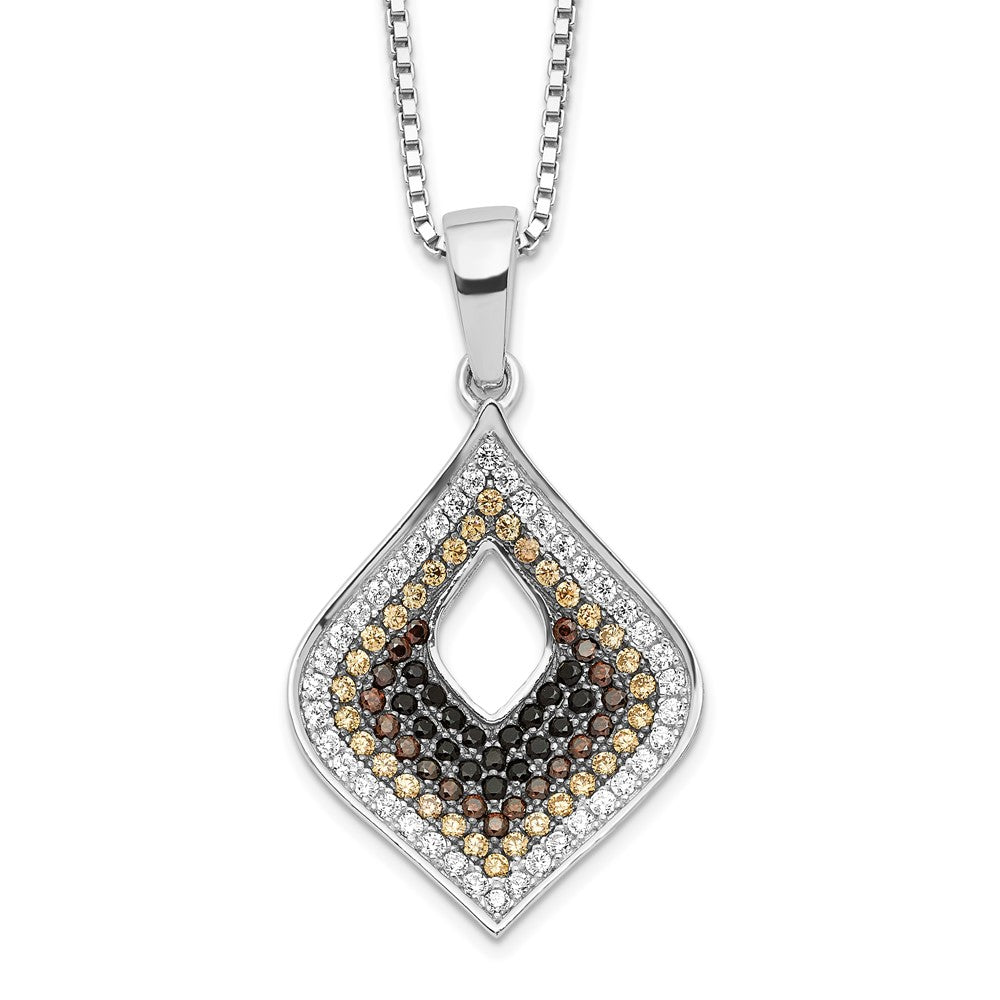 Brilliant Embers Sterling Silver Rhodium-plated 109 Stone 18 inch Micro PavÇ Black and White CZ Necklace with 2 Inch Extender