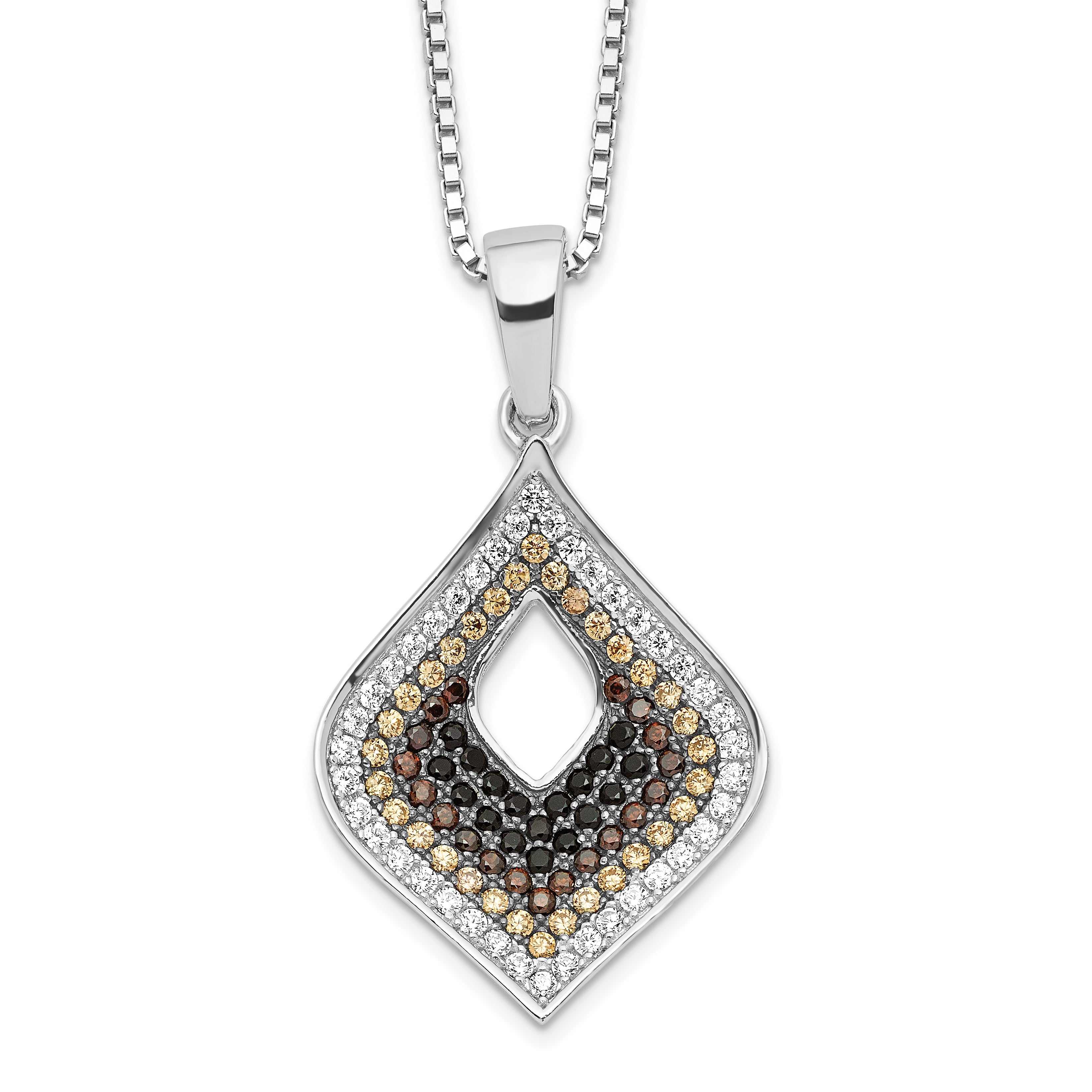 Sterling Silver & CZ Brilliant Embers Necklace QMP1280