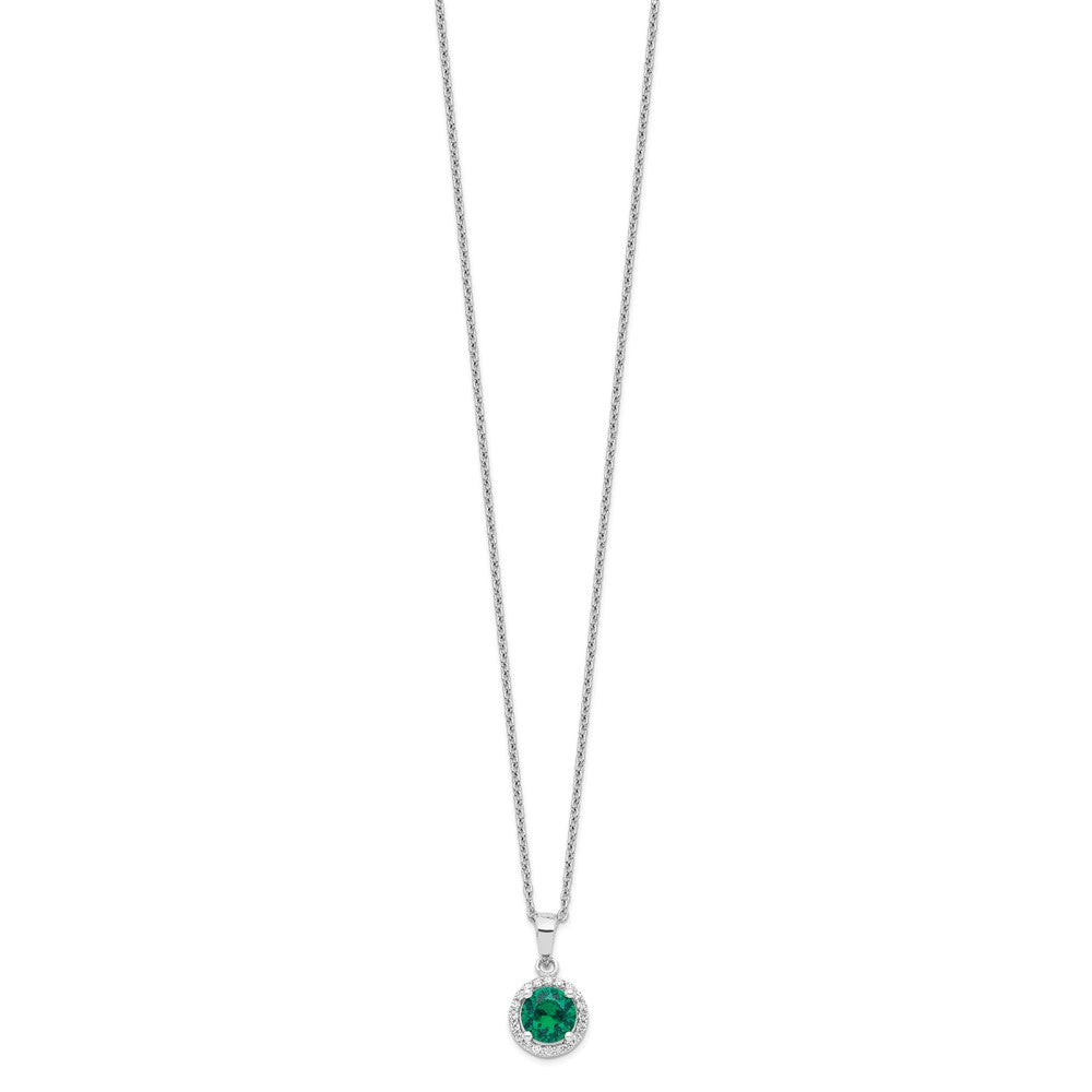 Brilliant Embers Sterling Silver Rhodium-plated 20 Stone 18 inch White and Green Micro PavÇ CZ Necklace with 2 Inch Extender