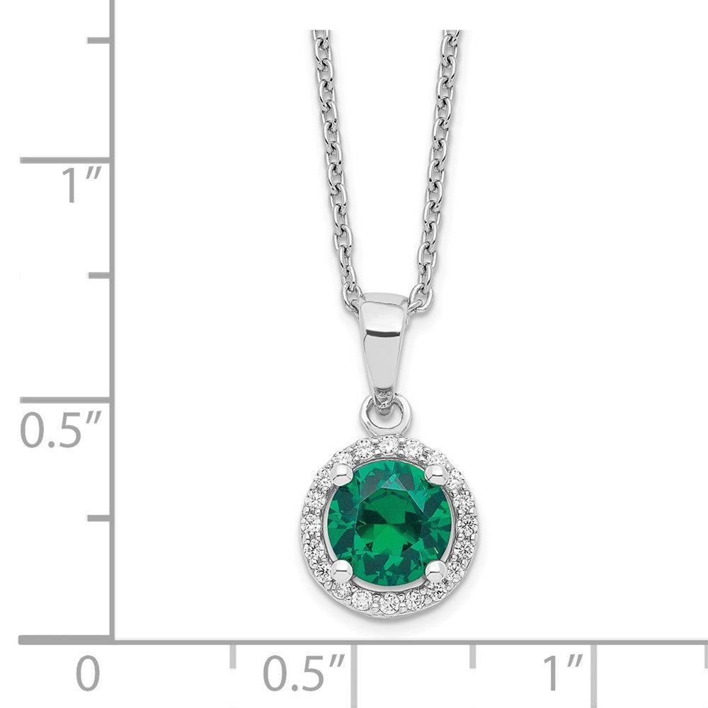 Brilliant Embers Sterling Silver Rhodium-plated 20 Stone 18 inch White and Green Micro PavÇ CZ Necklace with 2 Inch Extender