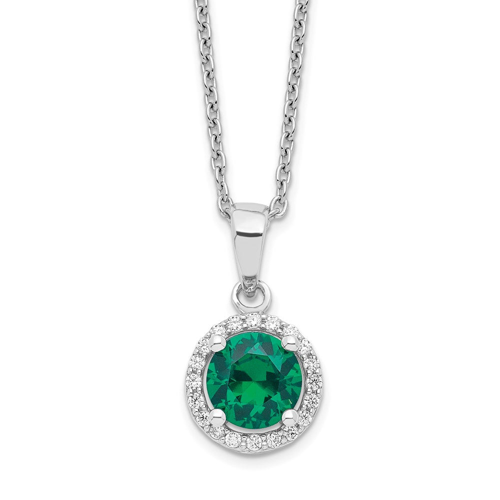 Brilliant Embers Sterling Silver Rhodium-plated 20 Stone 18 inch White and Green Micro PavÇ CZ Necklace with 2 Inch Extender